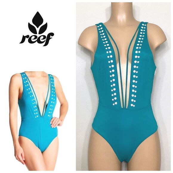 New. Reef turquoise plunge swimsuit - Picture 1 of 8